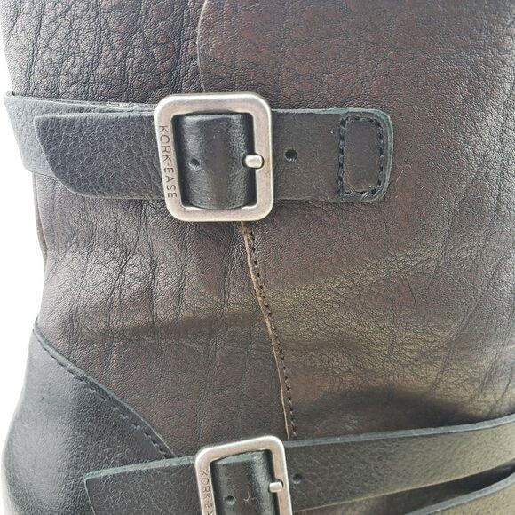 KORK EASE Boots Sz 8M Mid Calf Brown Leather Strappy Buckle Heeled Moto Western - Picture 11 of 12
